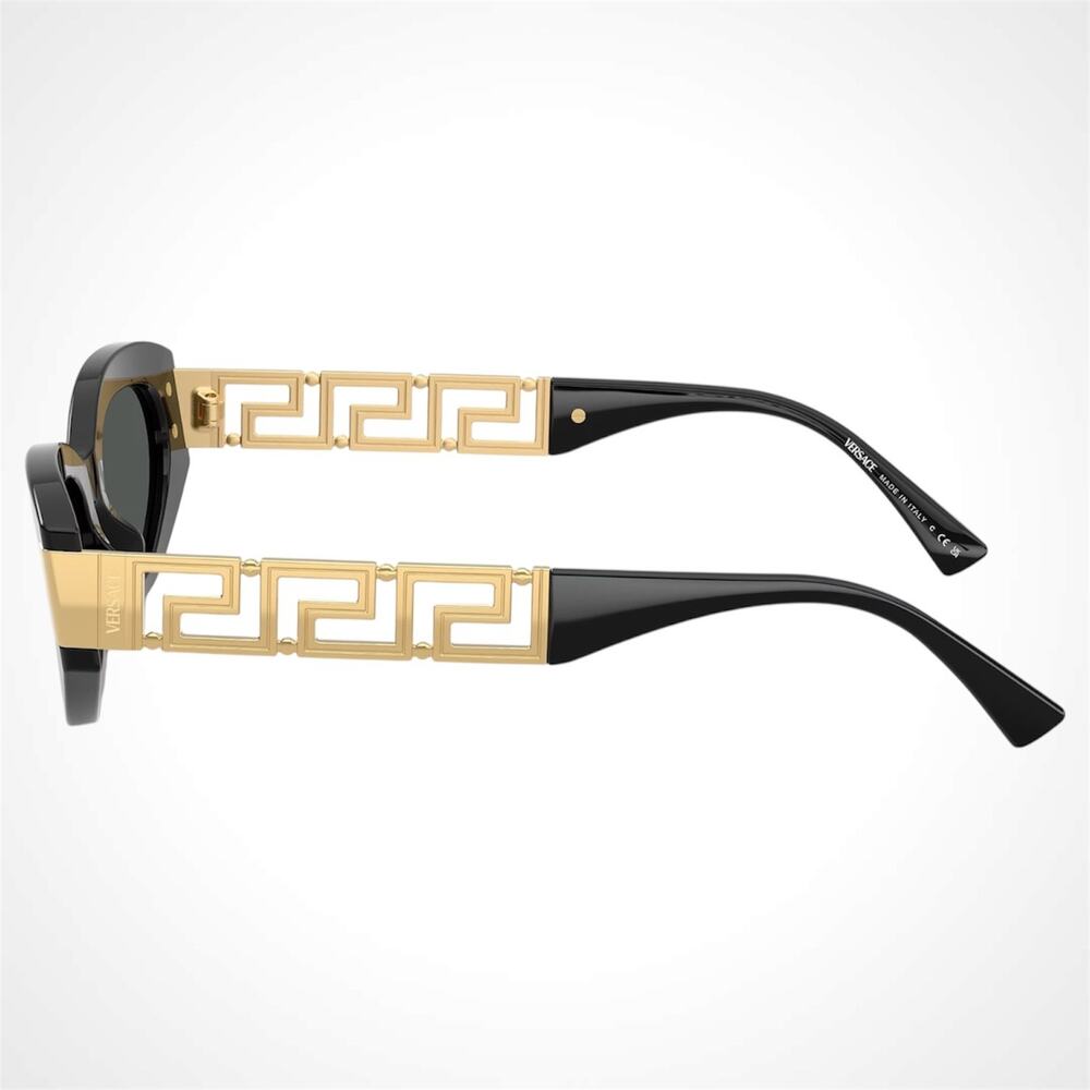 New VERSACE Sunglasses Black Gold Acetate & Metal Cat Eye w/ Case - Picture 4 of 6